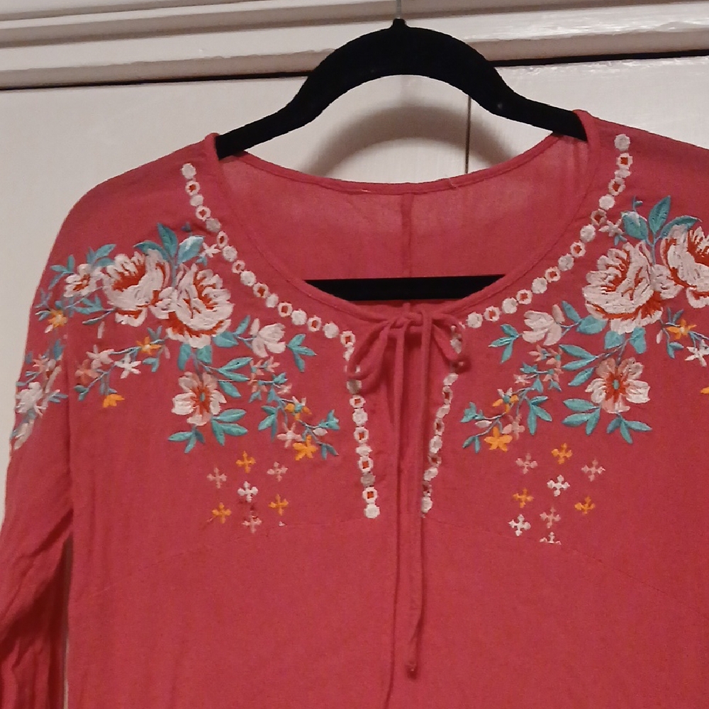 Vintage Floral Embroidered Blouse -size S - Picture 2 of 7
